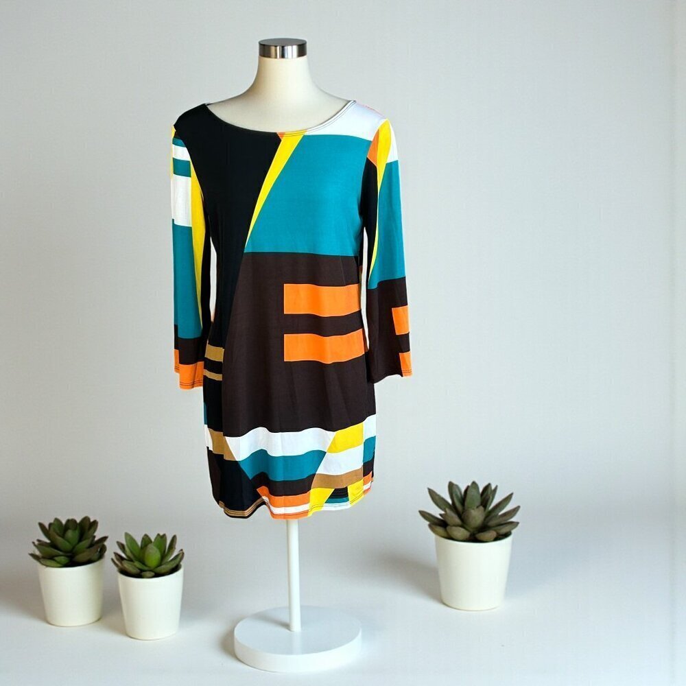 Sunny Leigh Pop Art Geometric Sheath Dress Size Large